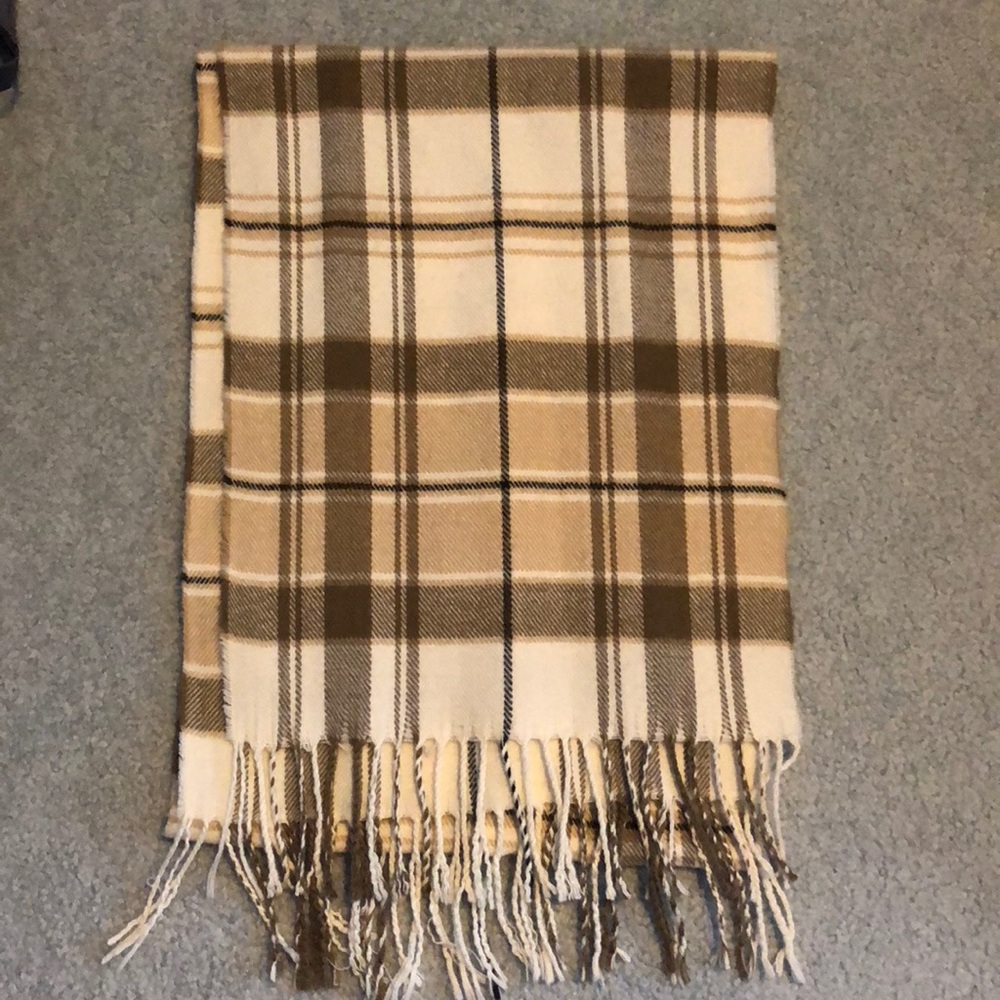 White, Beige and Tan Scarf